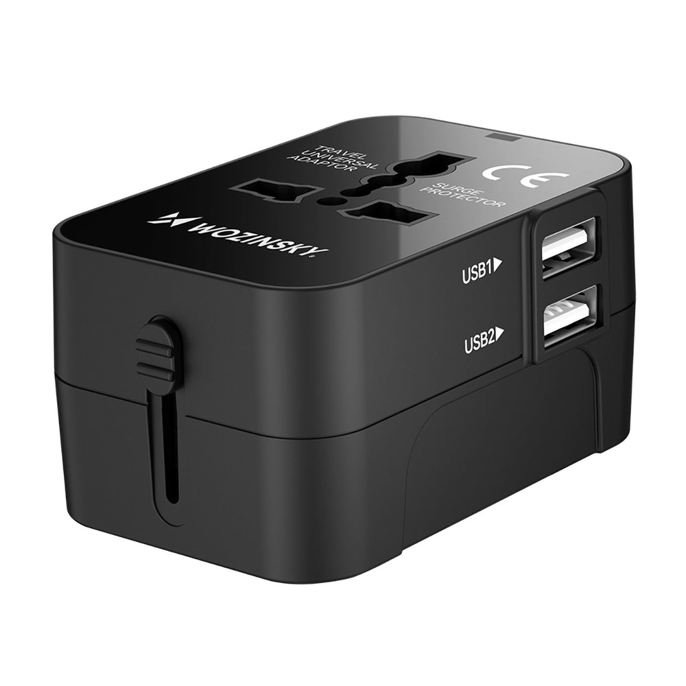 Wozinsky WUTWC rejseadapter universel 24W EU / US / AUS / UK / 2x USB-A - sort