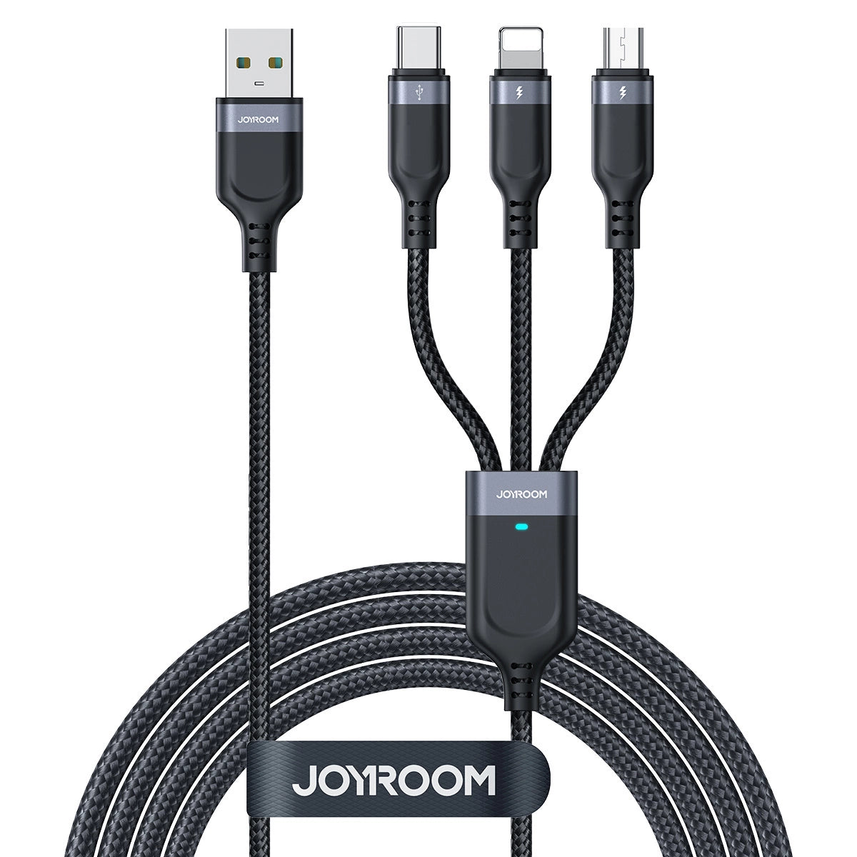 Joyroom Multi-Use Series S-A18 3in1 USB-A - Lightning / USB-C / micro USB-kabel 0,3m - sort