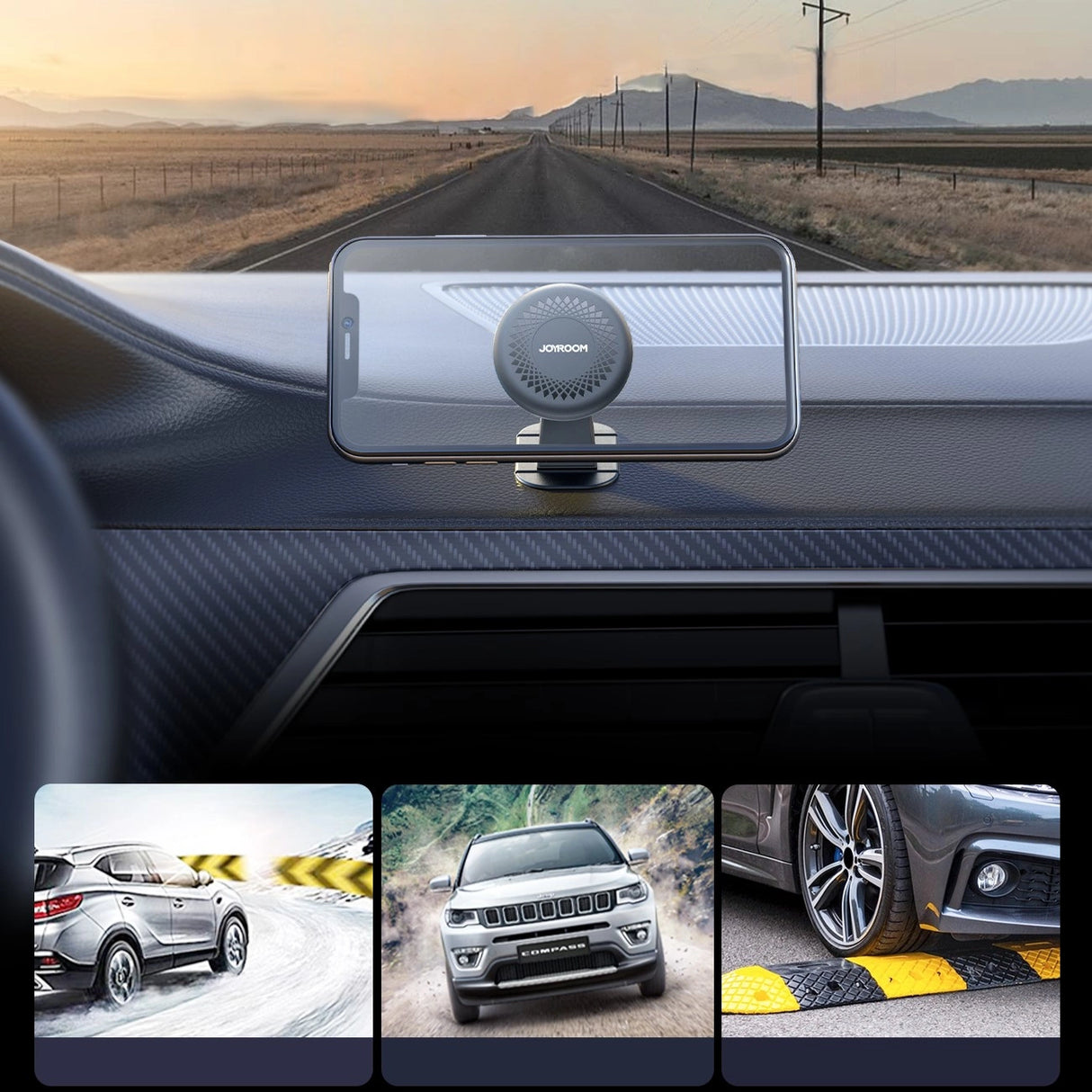 Joyroom JR-ZS356 magnetisk telefonholder i cockpit - mørkegrå