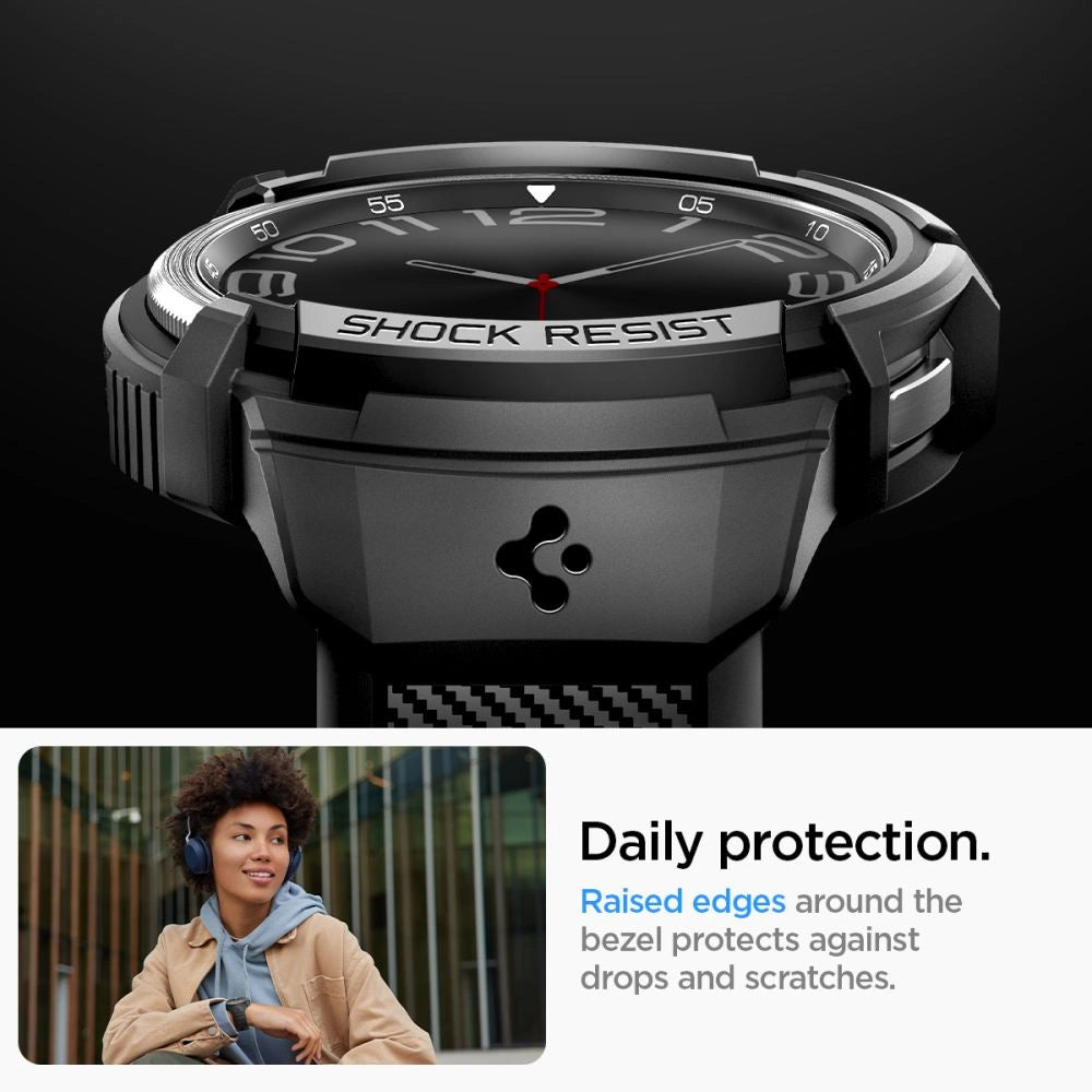 Spigen Rugged Armor Pro Case med rem til Samsung Galaxy Watch 6 Classic (47 mm) - sort