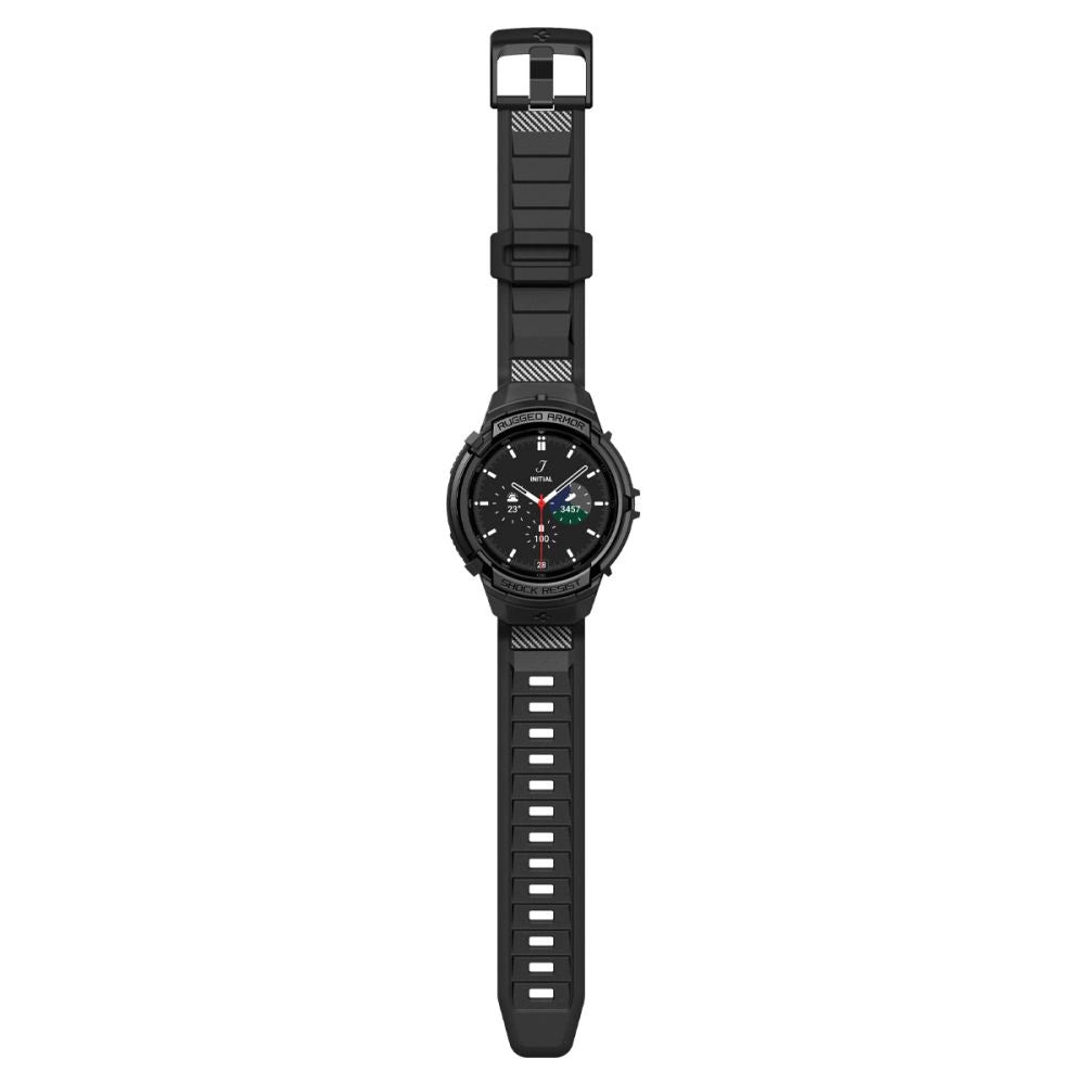 Spigen Rugged Armor Pro Case med rem til Samsung Galaxy Watch 6 Classic (47 mm) - sort