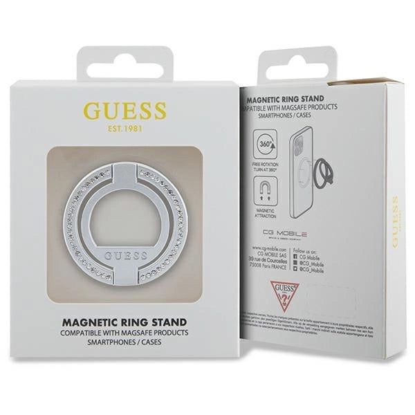 Guess MagSafe Ring Rhinestone holder - sølv