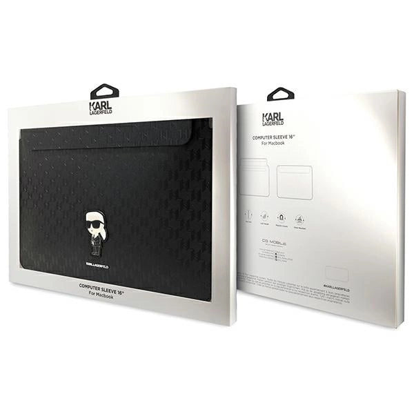 Karl Lagerfeld Saffiano Monogram Ikonik case for a 16" laptop - black