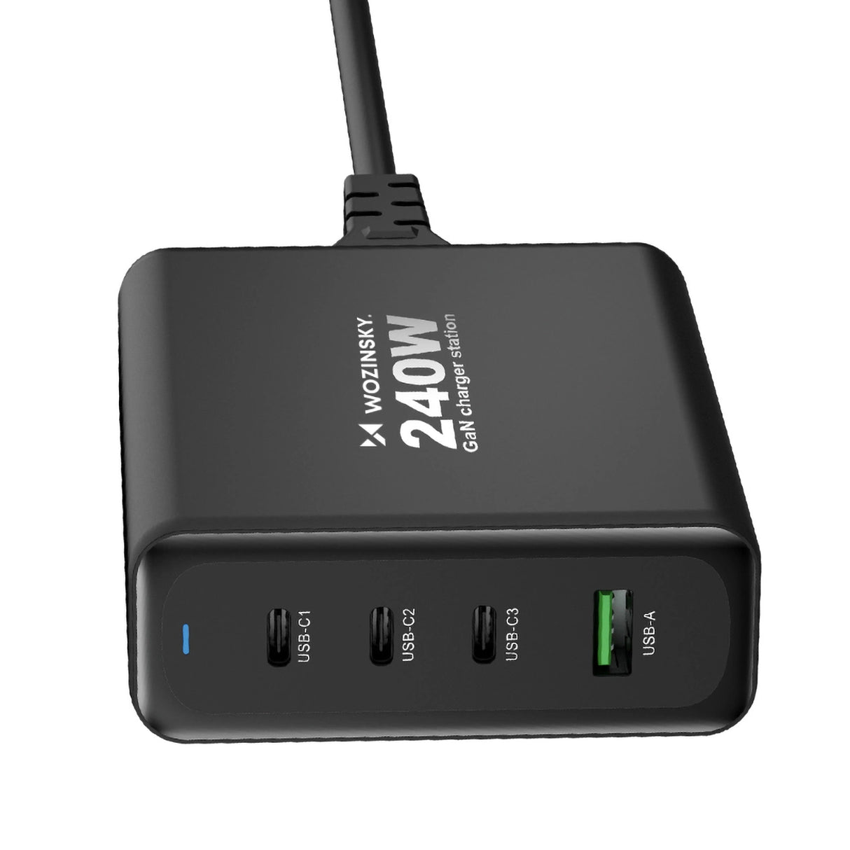GaN Wozinsky WGCSB 240W USB-A / 3 x USB-C Wall Charger - sort