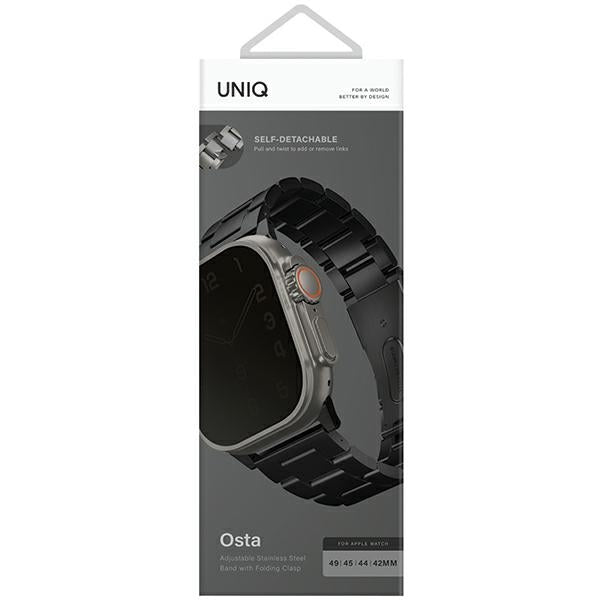 Uniq Osta rustfrit stål rem til Apple Watch 1/2/3/4/5/6/7/8/SE/SE2/Ultra 42/44/45/49 mm - sort