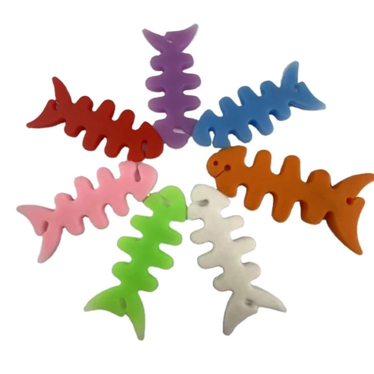 Fiskformet indpakning af hovedtelefonkabel - hvidt