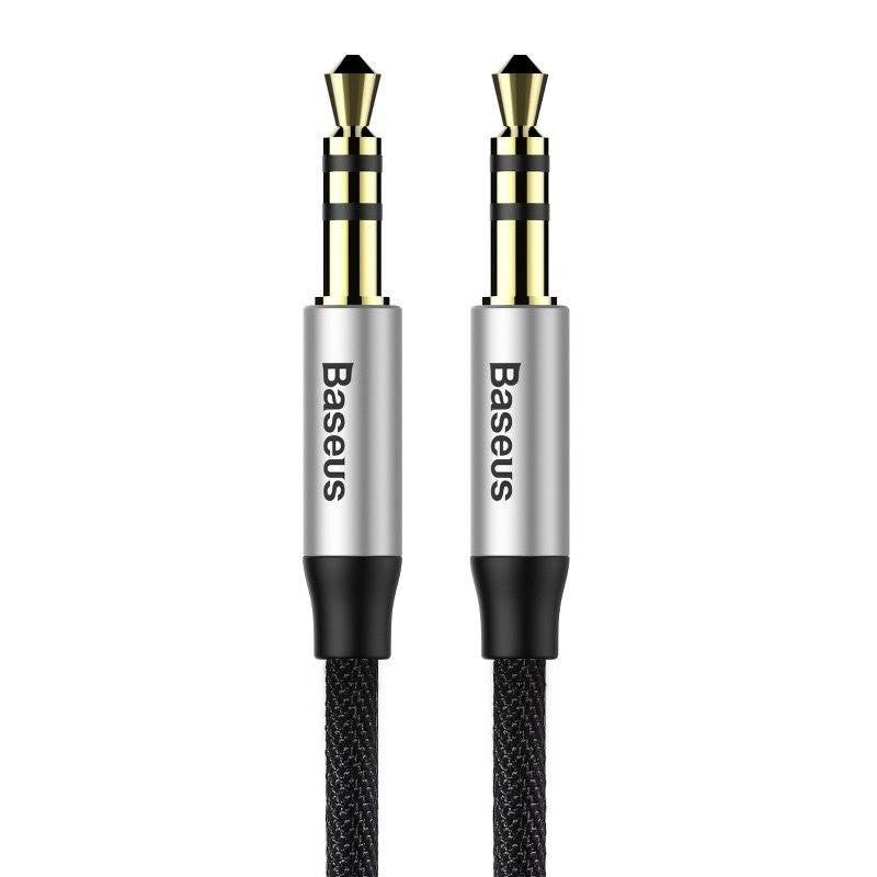 Base Yusiven Audio Cable mini jack 3,5 mm AUX, 1m (Sort+Sølv)