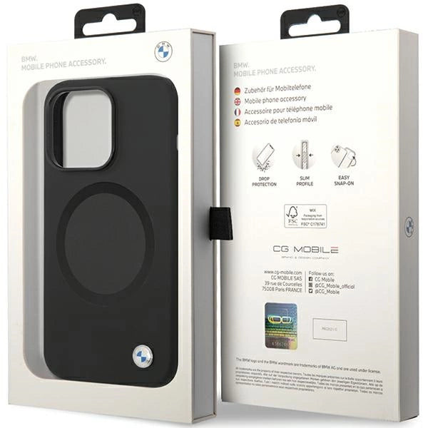 BMW BMHMP14XSILBK2 fodtøj til iPhone 14 Pro Max 6.7" - sort Signature Liquid Silicone MagSafe