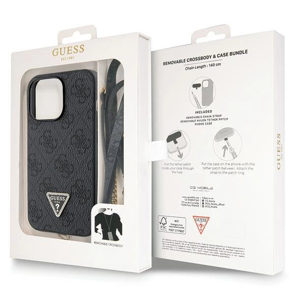Guess GUHCP13LP4TDSCPK Case for iPhone 13 Pro / 13 - Black Crossbody 4G Metal Logo