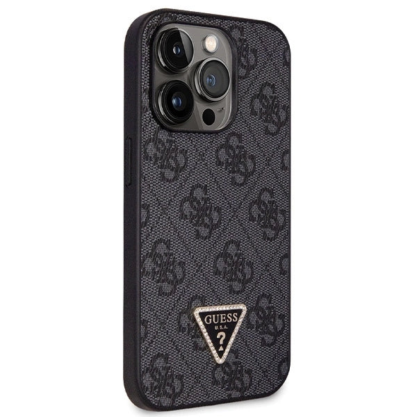 Guess GUHCP14LP4TDSCPK case for iPhone 14 Pro - black Crossbody 4G Metal Logo