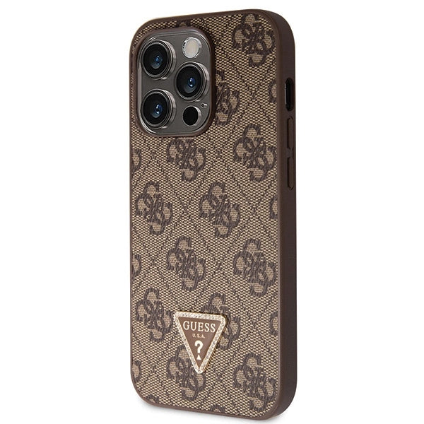 Guess GUHCP14LP4TDSCPW case for iPhone 14 Pro - brown Crossbody 4G Metal Logo