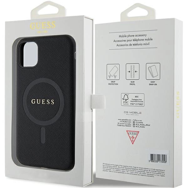 Guess GUHMN61PSAHMCK case for iPhone 11 / Xr - black Saffiano MagSafe