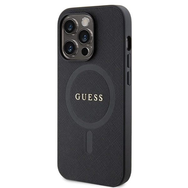 Guess GUHMP14LPSAHMCK case for iPhone 14 Pro - black Saffiano MagSafe