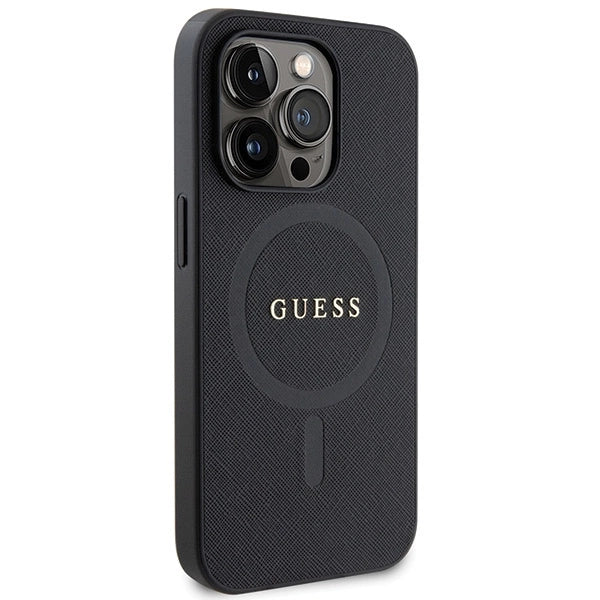 Guess GUHMP14LPSAHMCK case for iPhone 14 Pro - black Saffiano MagSafe