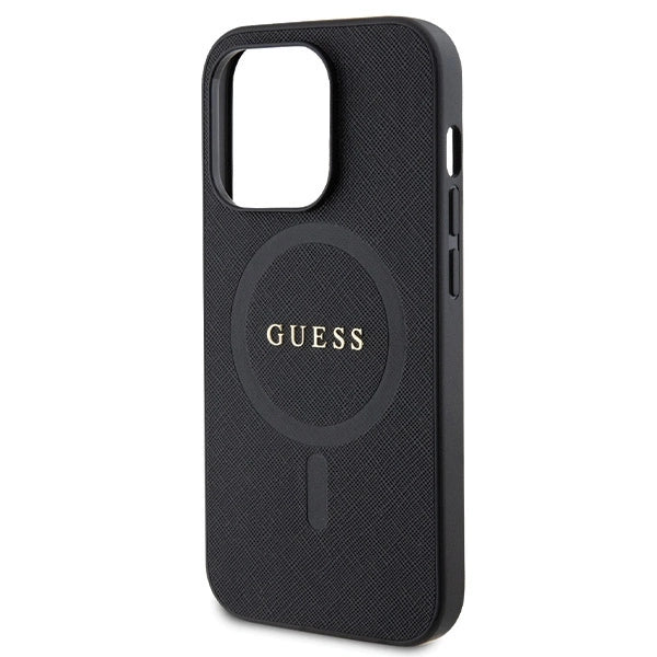 Guess GUHMP14LPSAHMCK case for iPhone 14 Pro - black Saffiano MagSafe