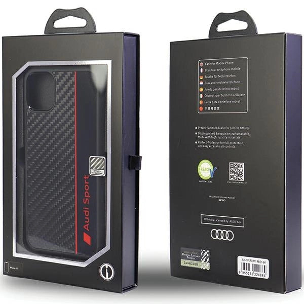 Audi Carbon Fiber Stripe iPhone 11 / Xr 6.1" black/black hardcase AUS-TPUPCIP11-R8/D1-BK