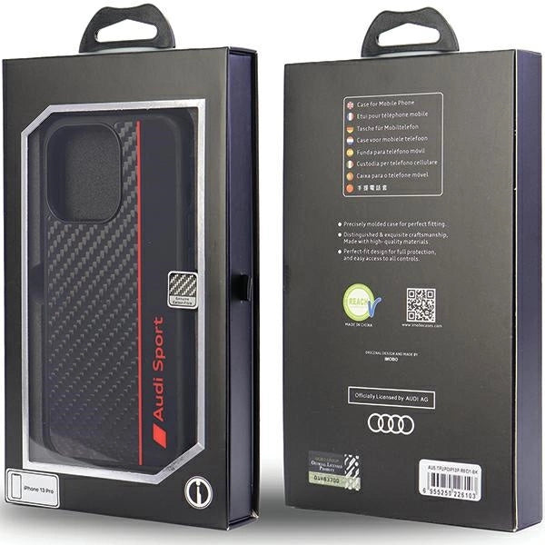 Audi Carbon Fiber Stripe iPhone 13 Pro / 13 6.1" black/black hardcase AUS-TPUPCIP13P-R8/D1-BK