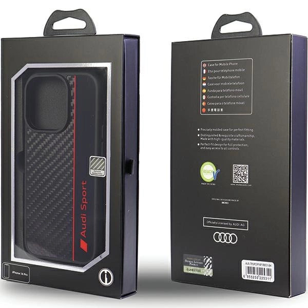 Audi Carbon Fiber Stripe iPhone 13 Pro Max 6.7" black/black hardcase AUS-TPUPCIP13PM-R8/D1-BK
