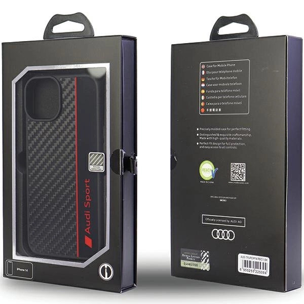 Audi Carbon Fiber Stripe iPhone 14 6.1" black/black hardcase AUS-TPUPCIP14-R8/D1-BK