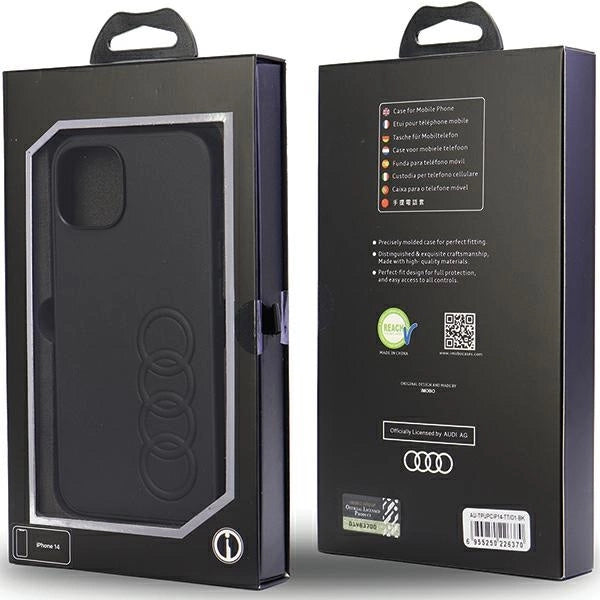 Audi syntetisk læder iPhone 14 6.1" sort/sort hardcase AU-TPUPPCIP14-TT/D1-BK