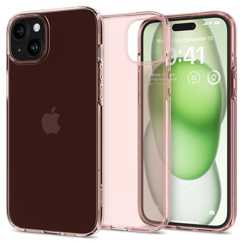 Spigen Crystal Flex iPhone 15 Plus Case - Pink/gennemsigtigt