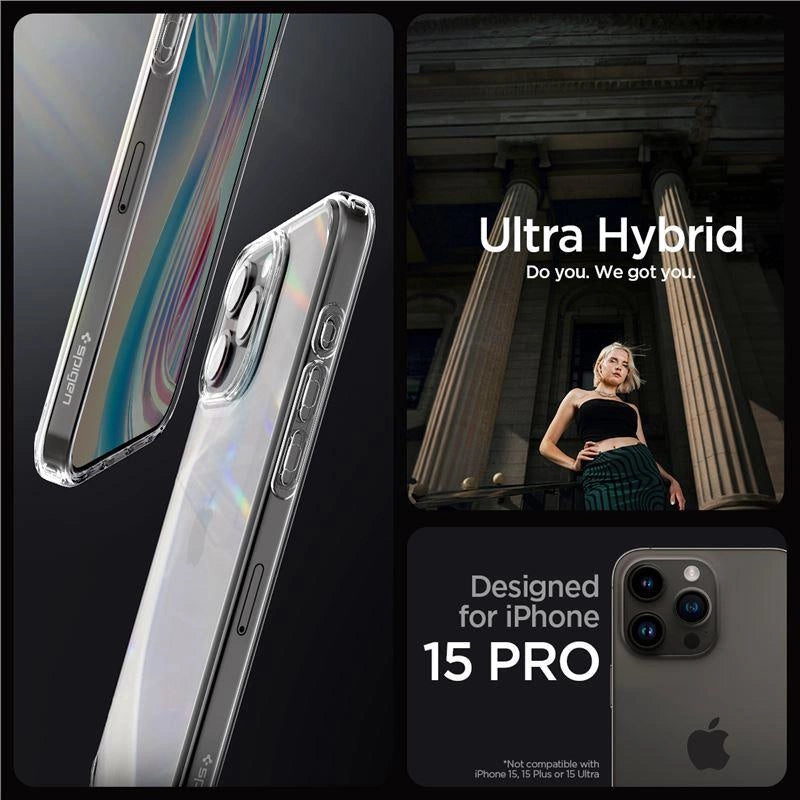 Spigen Crystal Hybrid iPhone 15 Pro Case - klar