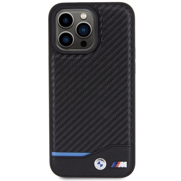 BMW læder Carbon-foder for iPhone 15 Pro Max - sort