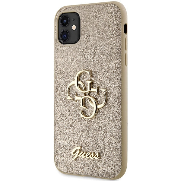 Guess GUHCN61HG4SGD case for iPhone 11 / Xr - gold Glitter Script Big 4G