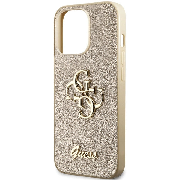 Guess GUHCP13LHG4SGD case for iPhone 13 Pro / 13 - gold Glitter Script Big 4G