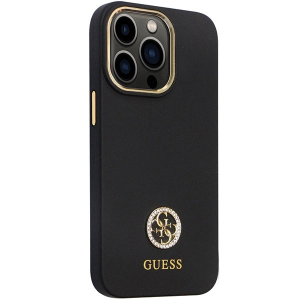 Guess GUHCP13LM4DGPK case for iPhone 13 Pro / 13 - black Silicone Logo Strass 4G