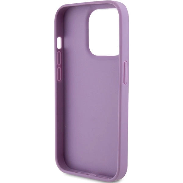 Guess læder 4G Stemplet case til iPhone 15 Pro - lilla