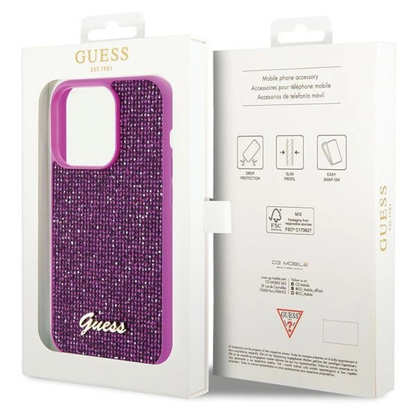 Guess Disco Metal Script case for iPhone 15 Pro - pink