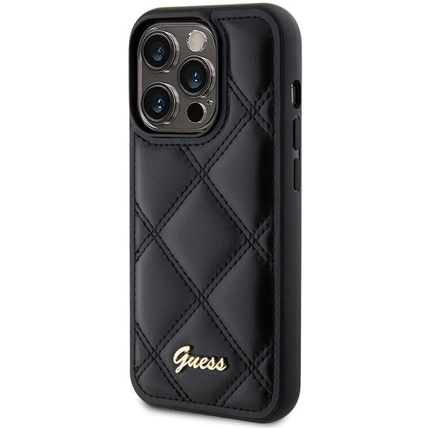 Guess Quilted Metal Logo case til iPhone 15 Pro - sort