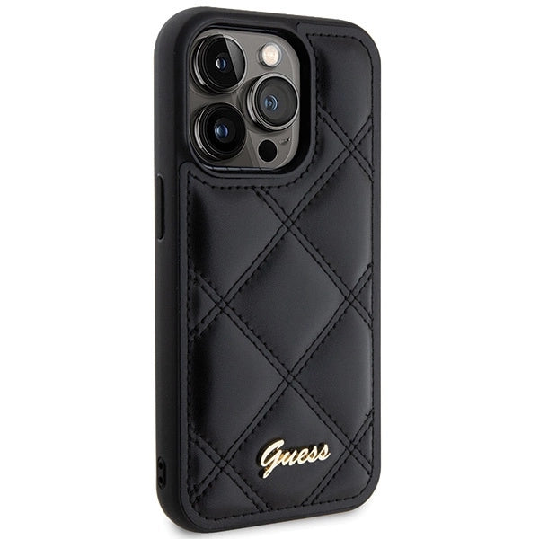 Guess Quilted Metal Logo case til iPhone 15 Pro - sort