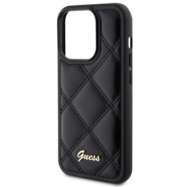 Guess Quilted Metal Logo case til iPhone 15 Pro - sort