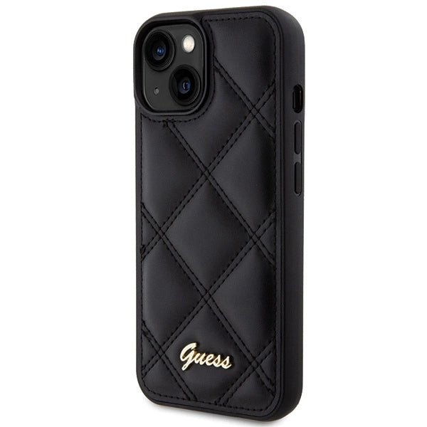 Guess Quilted Metal Logo case til iPhone 15 - sort