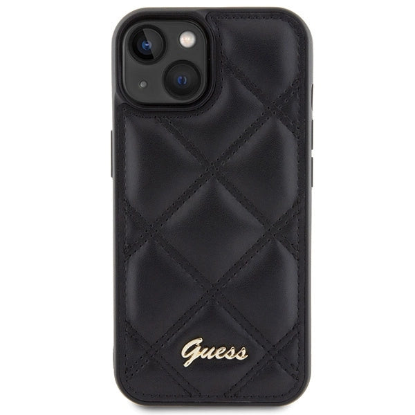 Guess Quilted Metal Logo case til iPhone 15 - sort