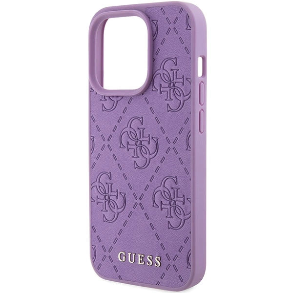 Guess læder 4G Stemplet case til iPhone 15 Pro Max - lilla