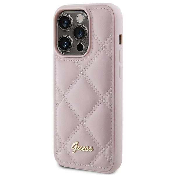Guess Quilted Metal Logo Case til iPhone 15 Pro Max - pink