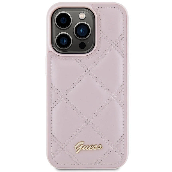 Guess Quilted Metal Logo Case til iPhone 15 Pro Max - pink
