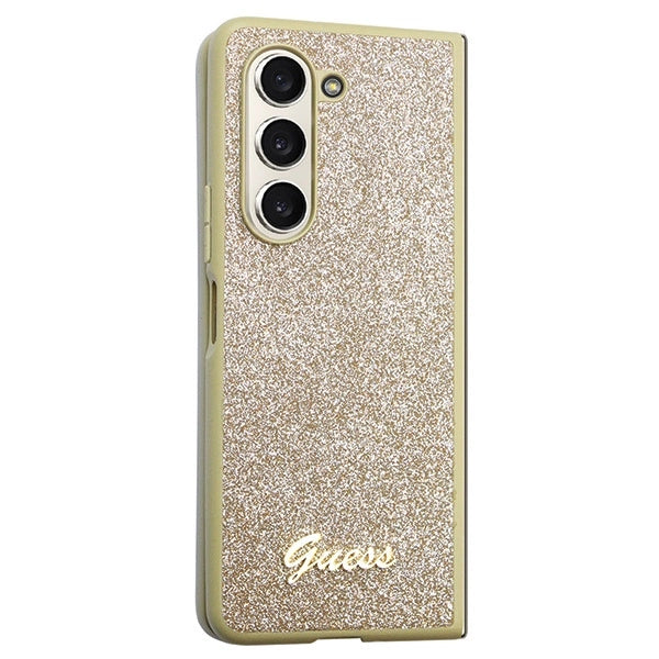 Guess Glitter Script case for Samsung Galaxy Z Fold 5 - gold