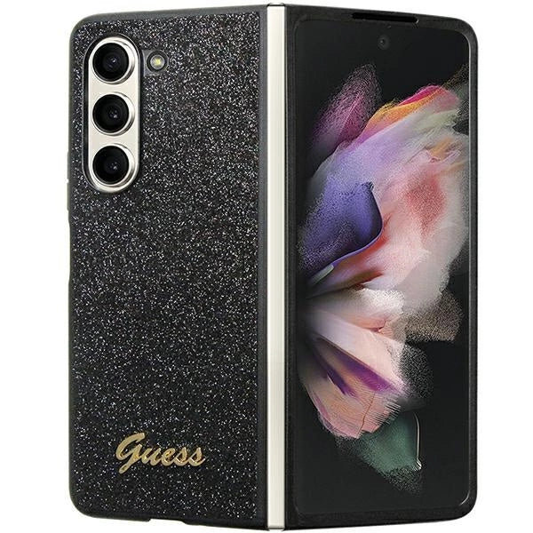 Guess Glitter Script-kasse til Samsung Galaxy Z Fold 5 - sort