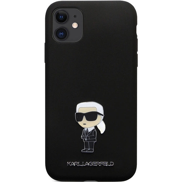 Karl Lagerfeld KLHCN61SMHKNPK case for iPhone 11 / Xr - black Silicone Ikonik Metal Pin