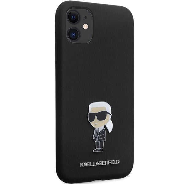 Karl Lagerfeld KLHCN61SMHKNPK case for iPhone 11 / Xr - black Silicone Ikonik Metal Pin