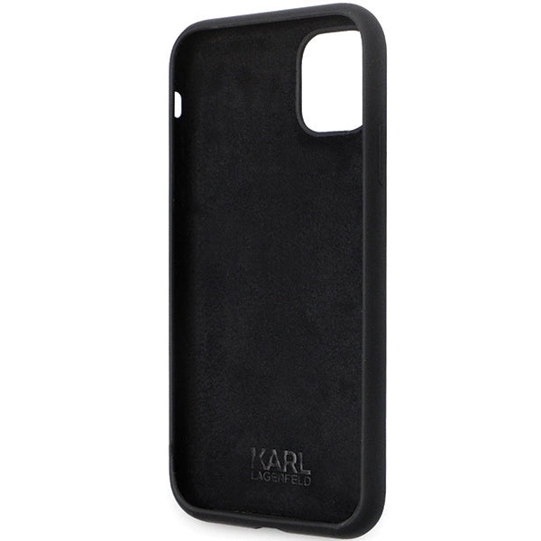 Karl Lagerfeld KLHCN61SMHKNPK case for iPhone 11 / Xr - black Silicone Ikonik Metal Pin