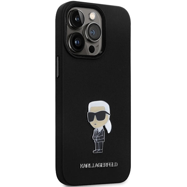 Karl Lagerfeld KLHCP14LSMHKNPK case for iPhone 14 Pro - black Silicone Ikonik Metal Pin