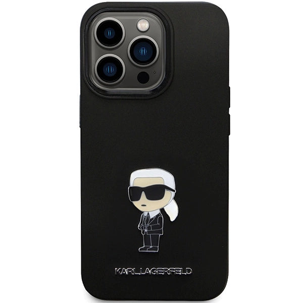 Karl Lagerfeld KLHCP14XSMHKNPK case for iPhone 14 Pro Max 6.7" - black Silicone Ikonik Metal Pin