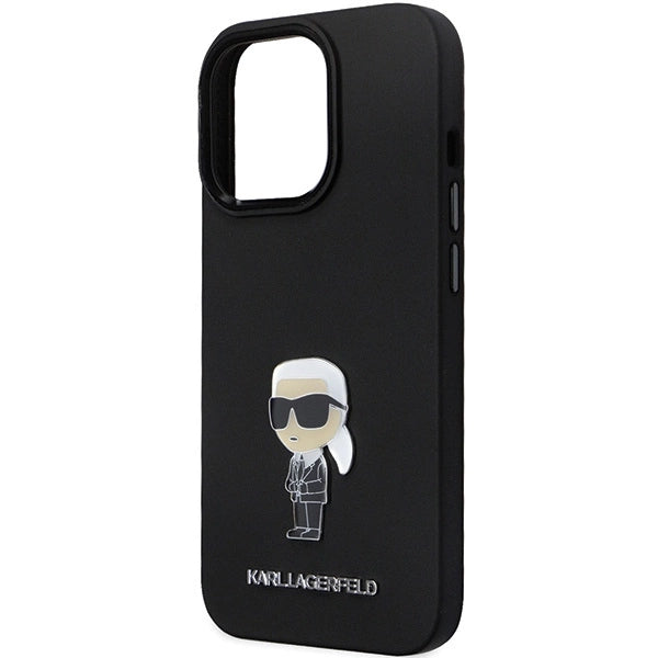 Karl Lagerfeld KLHCP14XSMHKNPK case for iPhone 14 Pro Max 6.7" - black Silicone Ikonik Metal Pin