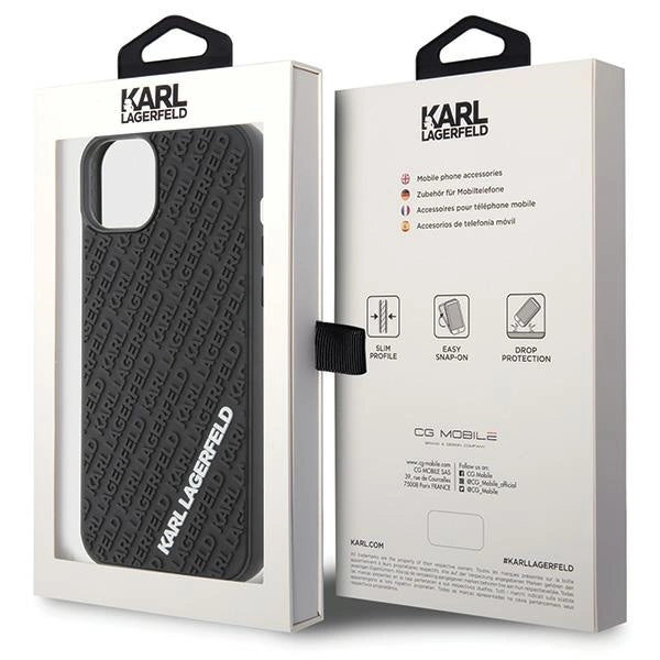 Karl Lagerfeld 3D Rubber Multi Logo case for iPhone 15 Plus - black