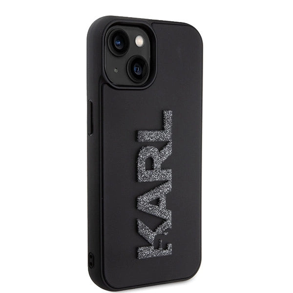 Karl Lagerfeld 3D Rubber Glitter Logo case for iPhone 15 - black